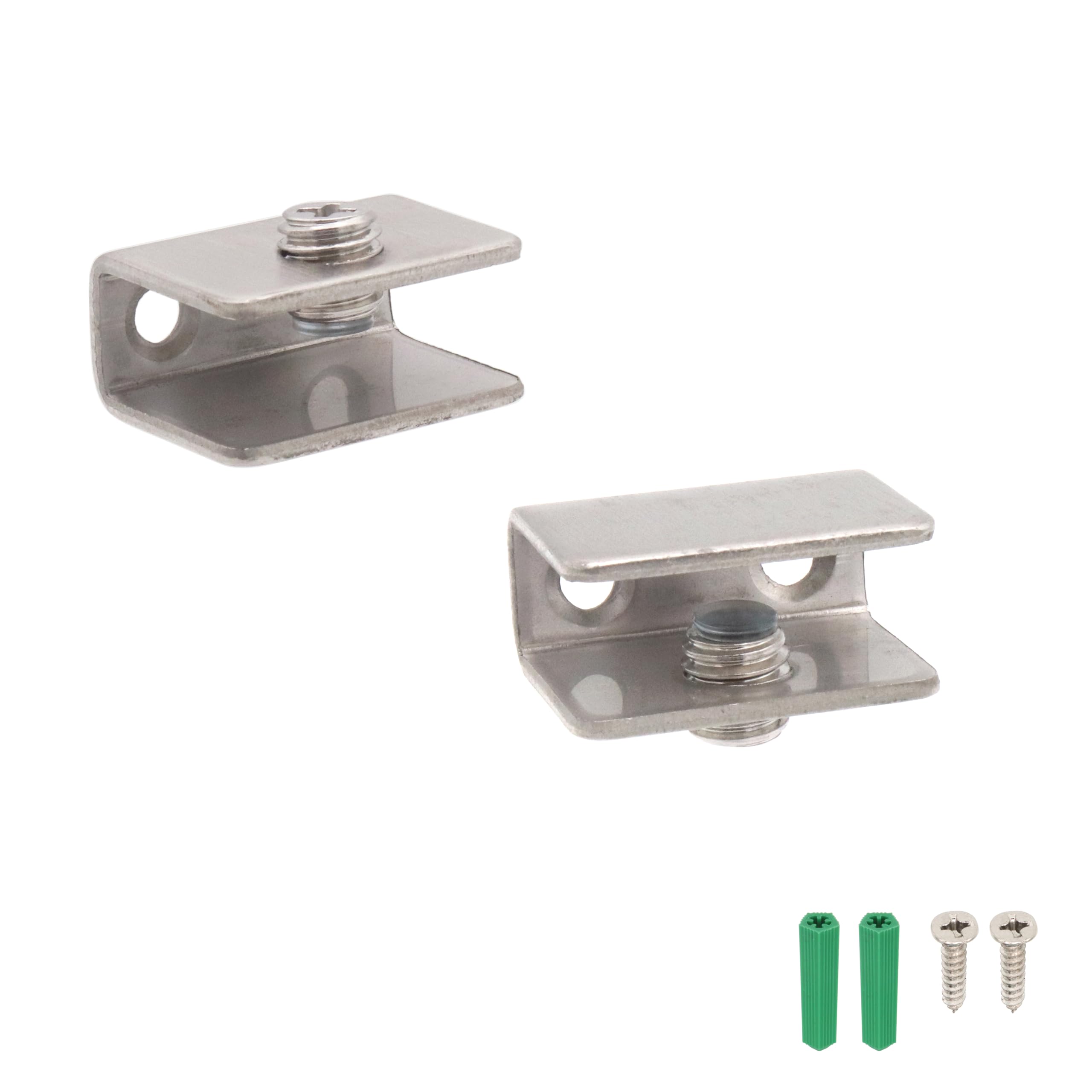 SCXCLY 4pcs Glass Shelf Brackets, 3-8mm (Applicable Thickness) Wall Mount Clamps Glass Shelves, 304 Stainless Steel (Silvery)