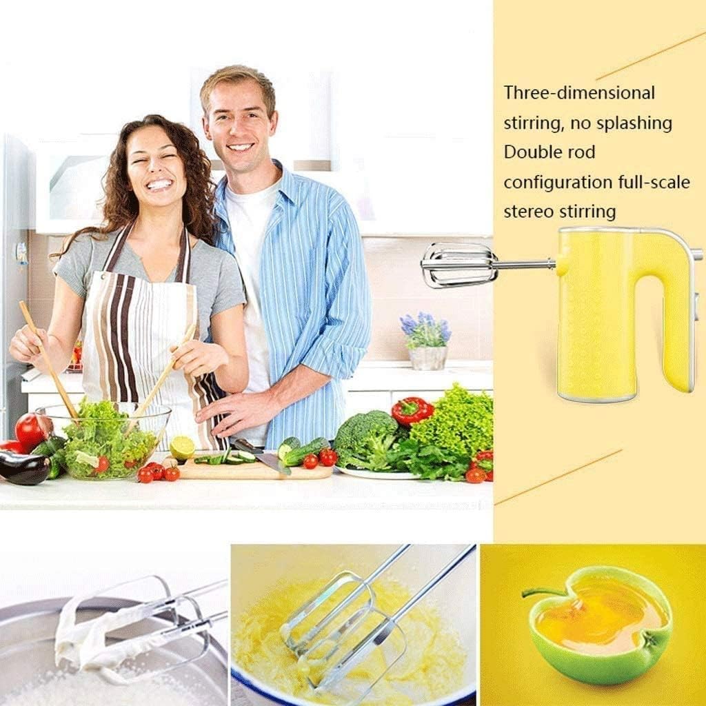 Electric Hand Mixer Handheld Mixer with 3-Speed 200W Turbo Heavy Duty Motor for Whipping Baking Cake Egg Cream Food Beater White (Color : Yellow)