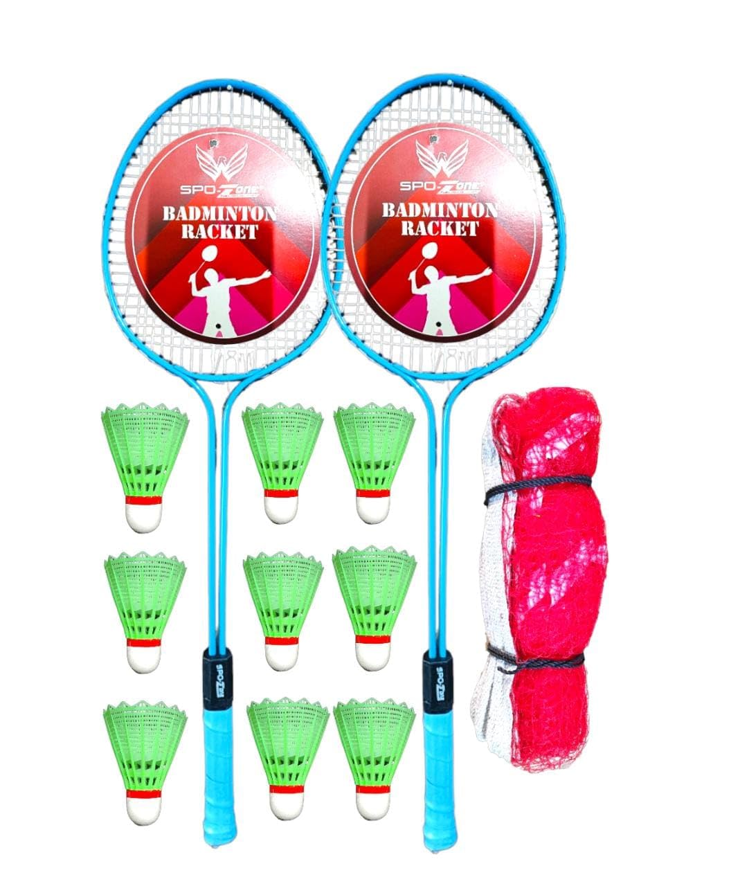 Double Shaft Badminton-Racket, Set of 2 Combo with 9 Pieces Plastic Shuttlecocks with Badminton Net (B0CV418FW3) Amazon Price History, Amazon Price Tracker