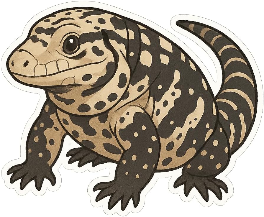 (3 Pack) Argentine Black and White Tegu Cinematic Anime Style Art Sticker (3" x 2.5")