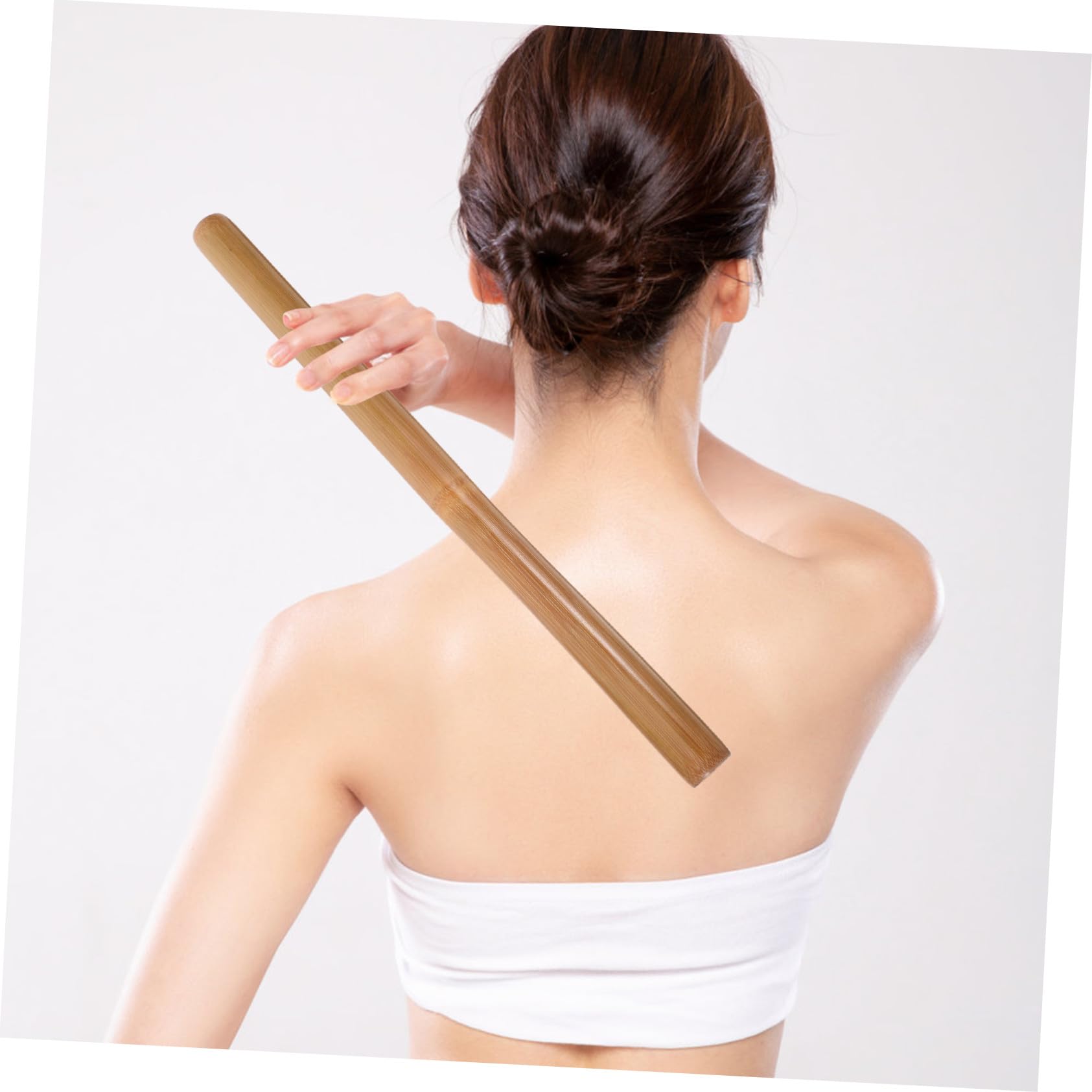 Bastón de Masaje de Bambú Duradero y Ligero Herramienta Manual para Masaje Cervical y Espalda Alivio Muscular Portátil con Funda de Almacenamiento