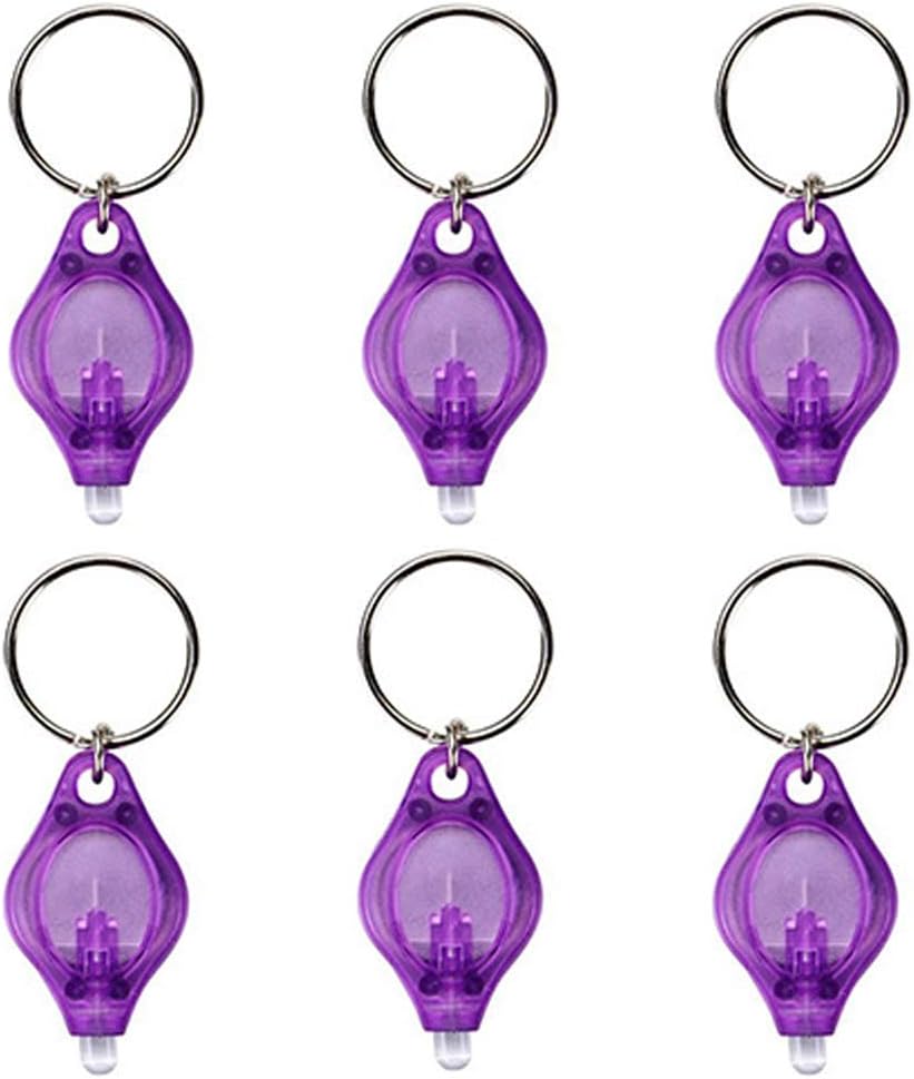 (Pack of 6) Mini UV LED Keychain Flashlight, 395nm UV Keychain Flashlight Black Light- UV Light with Purple Shell