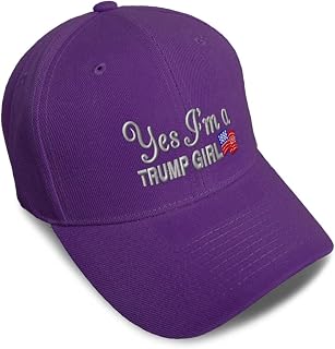 Custom Baseball Caps Yes I'm A Trump Girl Republican Hat | Embroidered Ladies and Gentlemen 100% acrylic, adjustable strap closure, breathable & long-lasting wear American Patriot Hat