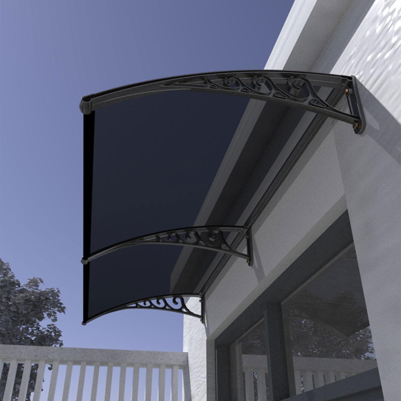 LWJSOCP Black Polycarbonate Window Awning Canopy Outdoor Patio r for Rain & Snow Protection 60x100cm (24x39in) Durable & Stylish Exterior Door Shelter