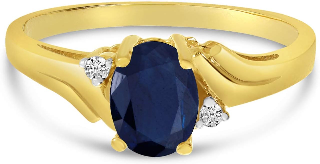 14k Yellow Gold Oval Sapphire And Diamond Ring