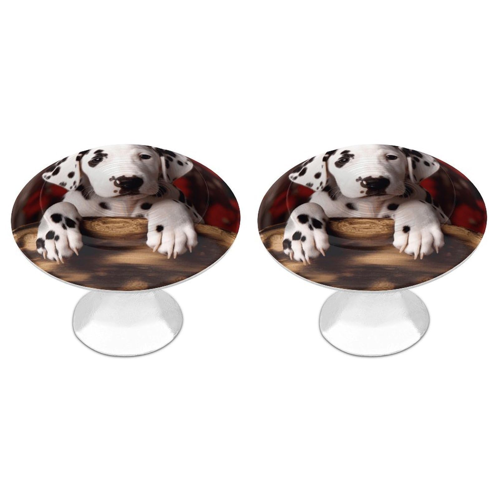 Vstadank Style Dalmatian Puppy Drawer Pulls Sturdy Stainless Steel Door Handle Round Cabinet Knobs Fashion Dresser Drawer Knobs Door Pulls Exquisite Cabinet Handles Furniture Pull 2Pcs