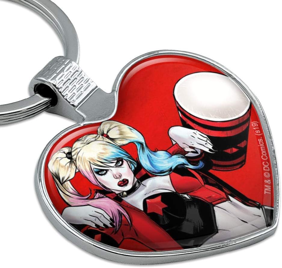 Harley Quinn Character Keychain Heart Love Metal Key Chain Ring : Clothing, Shoes & Jewelry