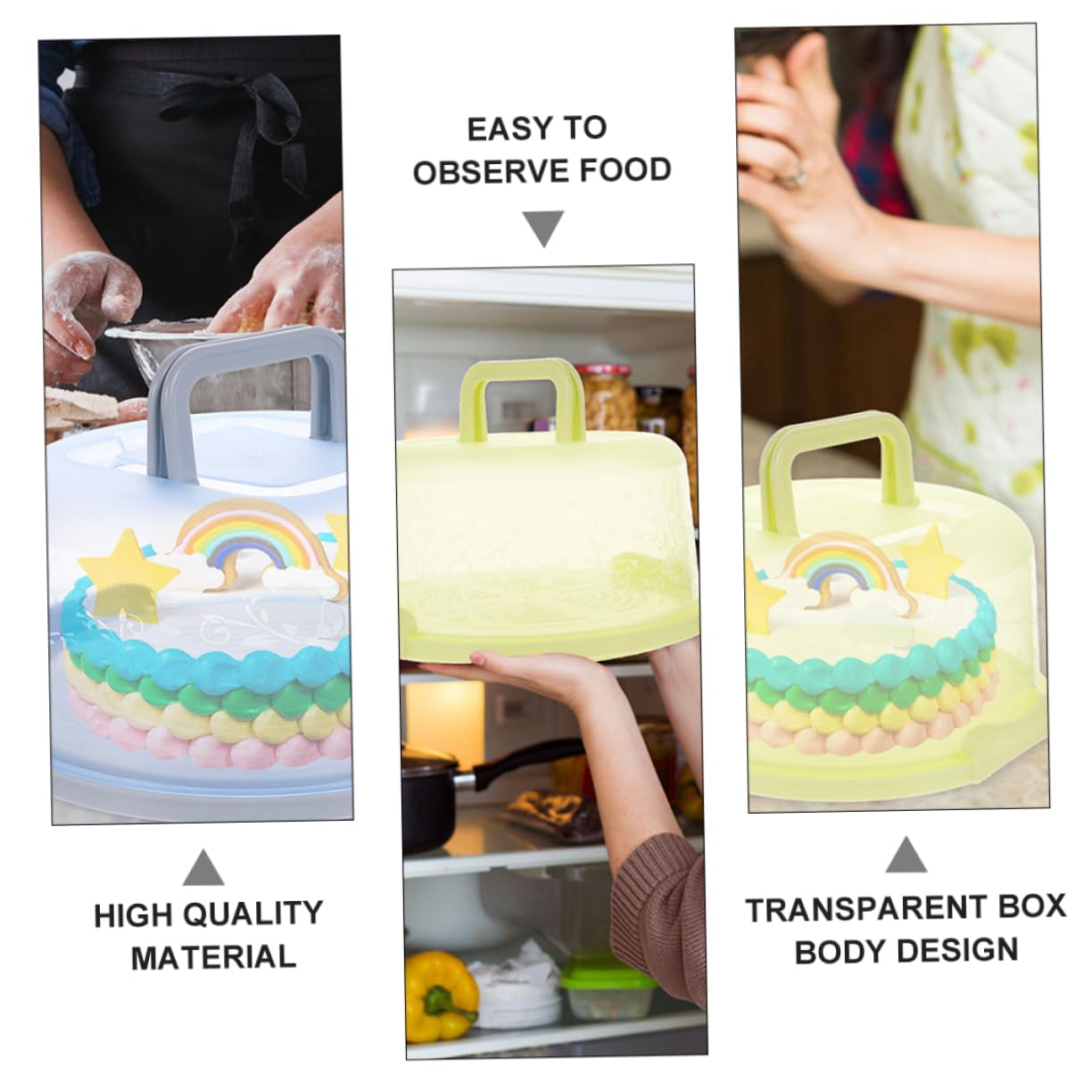 Luxshiny 3pcs Portable Cake Carrier Versatile Cake Boxes with Sealing Design for Safe Transport for Home Bakeries and Events Includes and Containers