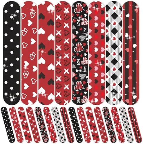 H1vojoxo Happy Valentine’s Day Nail Files - 48pcs Heart Double Si...