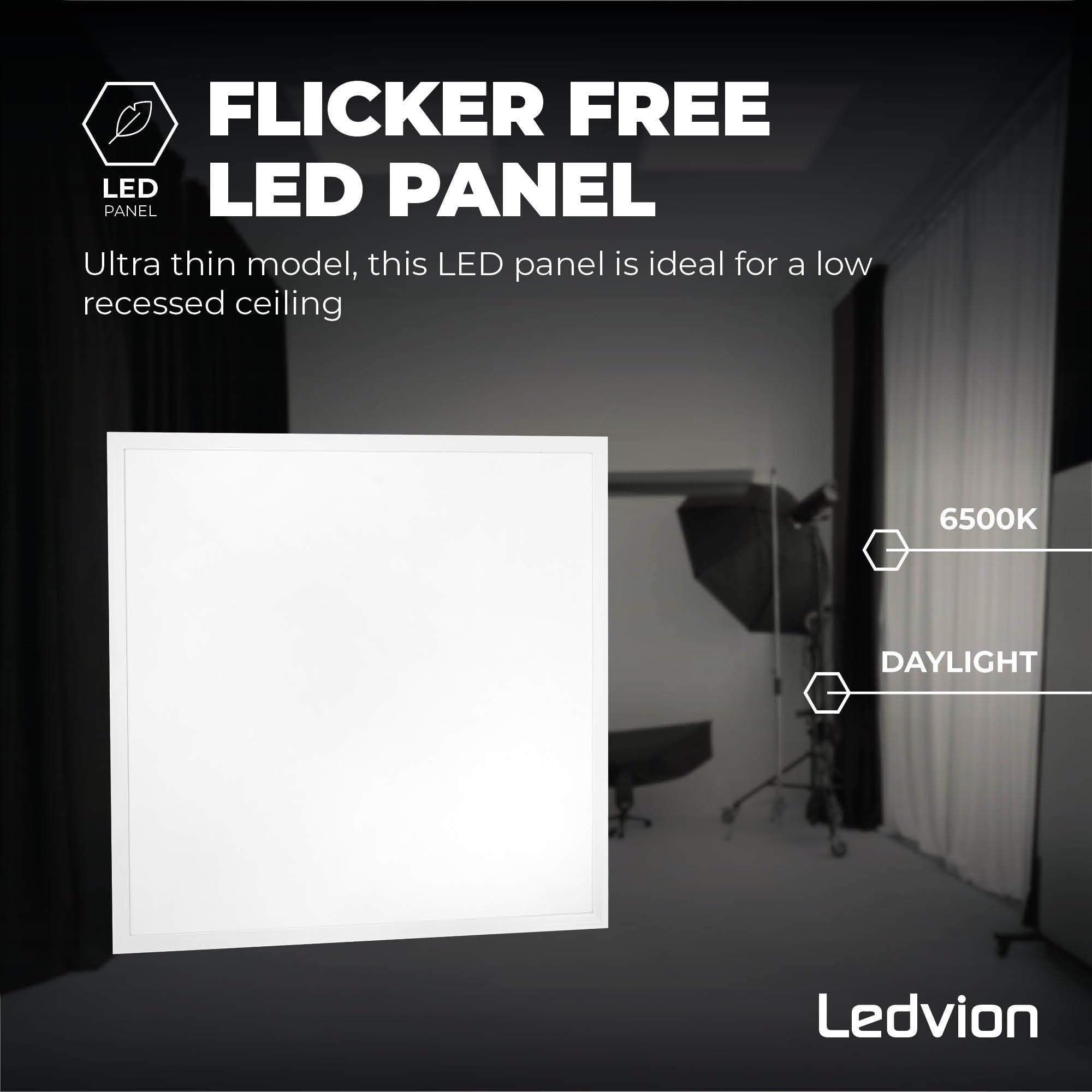 Ledvion - Panel LED Regulable, 60x60, 36W, 6500K, 4000 Lúmenes, Luminaria Empotrada, Incluye Driver LED y Conector Rápido
