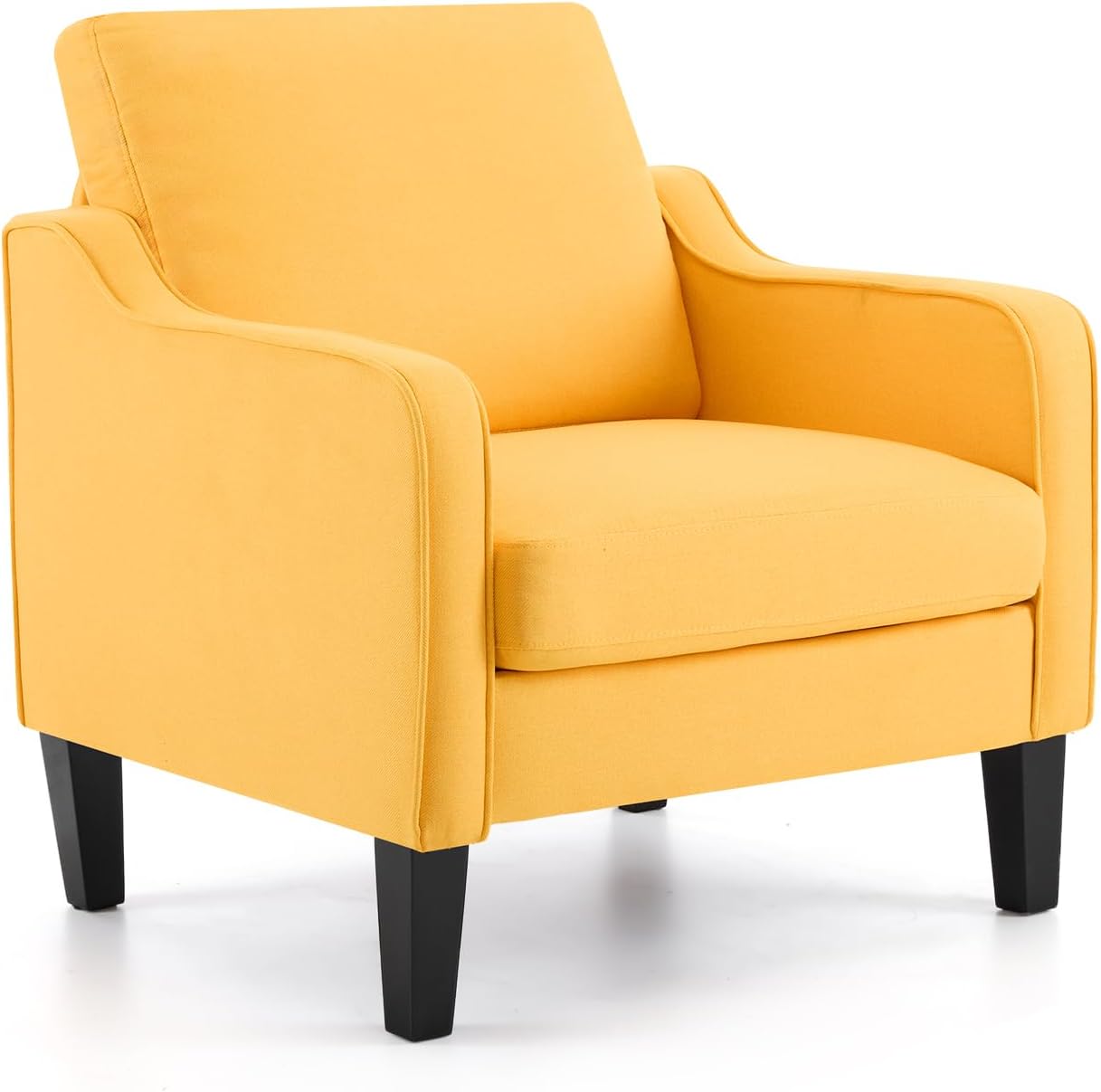 VINGLI Accent Chair for Living Room Chairs Yellow Reading Chair for Bedroom Scooped Arm Chair Mid Century Modern Accent Chairs Upholstered Comfy Chair for Apartment