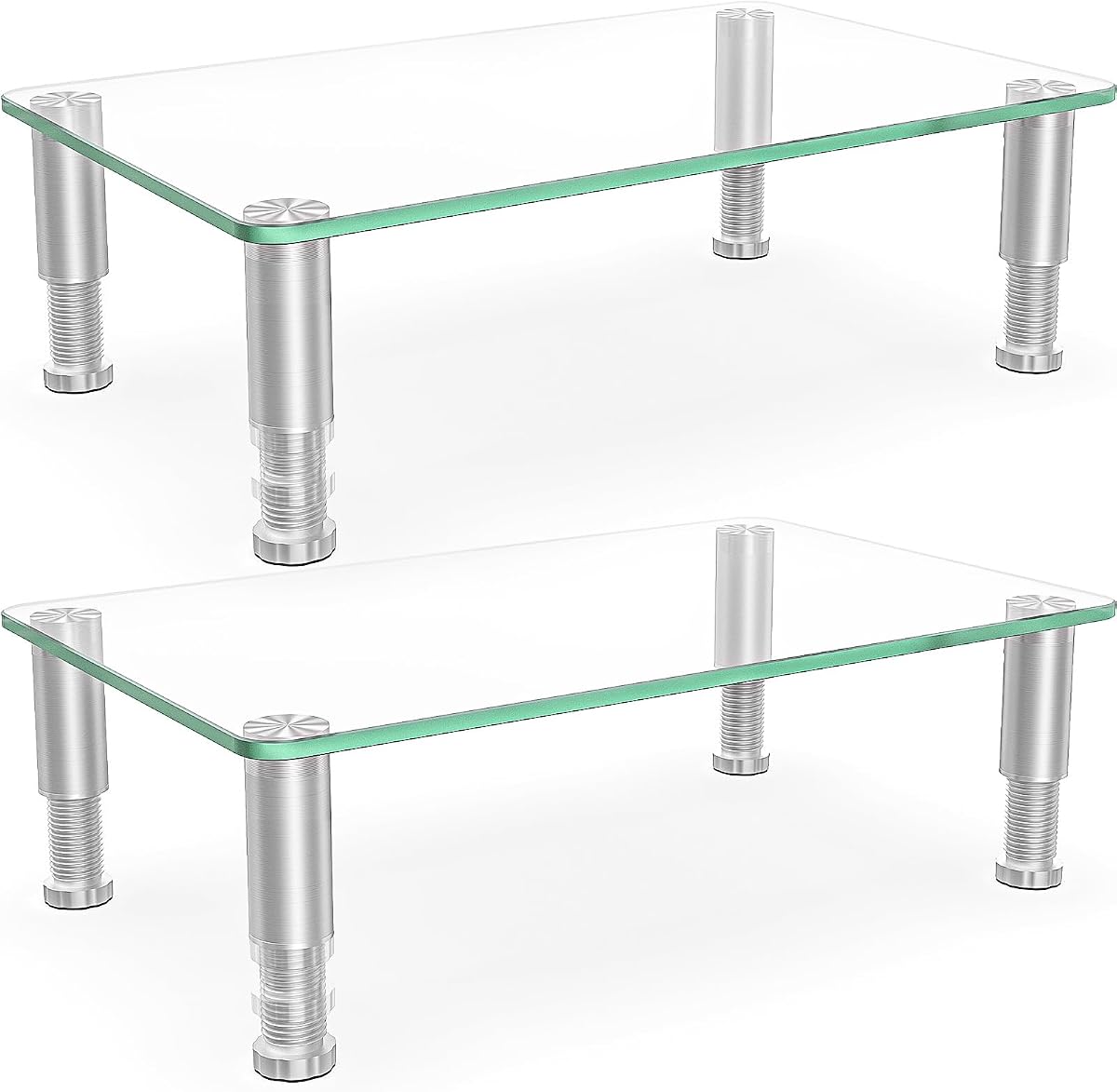 Paquete de 2 elevadores para monitor de computadora con soporte de escritorio multimedia ajustable en altura para TV LED LCD de pantalla plana, computadora portátil/portátil/Xbox One