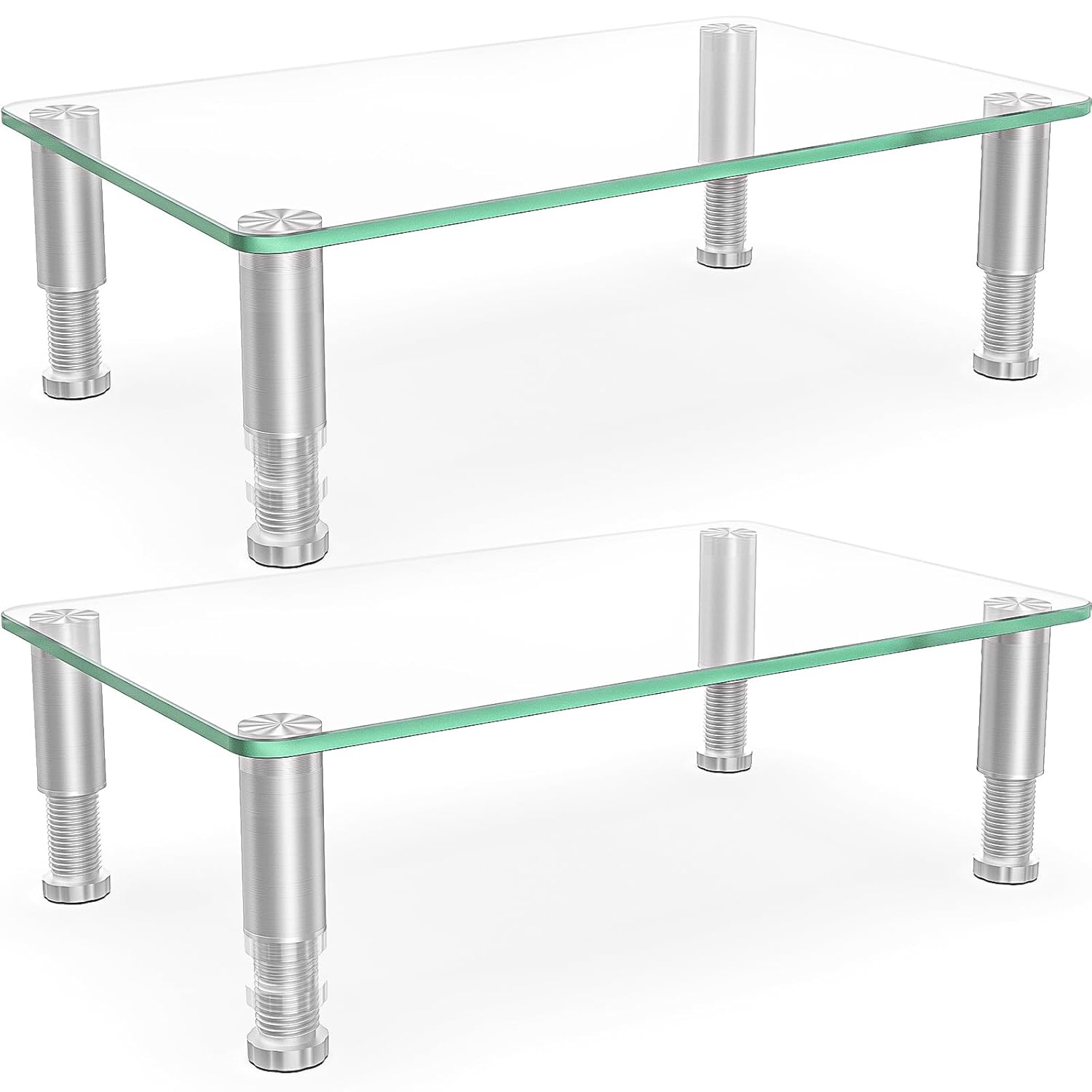 Hemudu 2 Pack Computer Monitor Riser with Height Adjustable Multi Media Desktop Stand for Flat Screen LCD LED