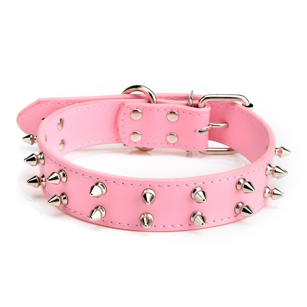 Dogs Kingdom 20-22 Large Spikes Leather Dog Collars Studded Dog Collar Pink L (B00T4MZKQE) Amazon Price History, Amazon Price Tracker