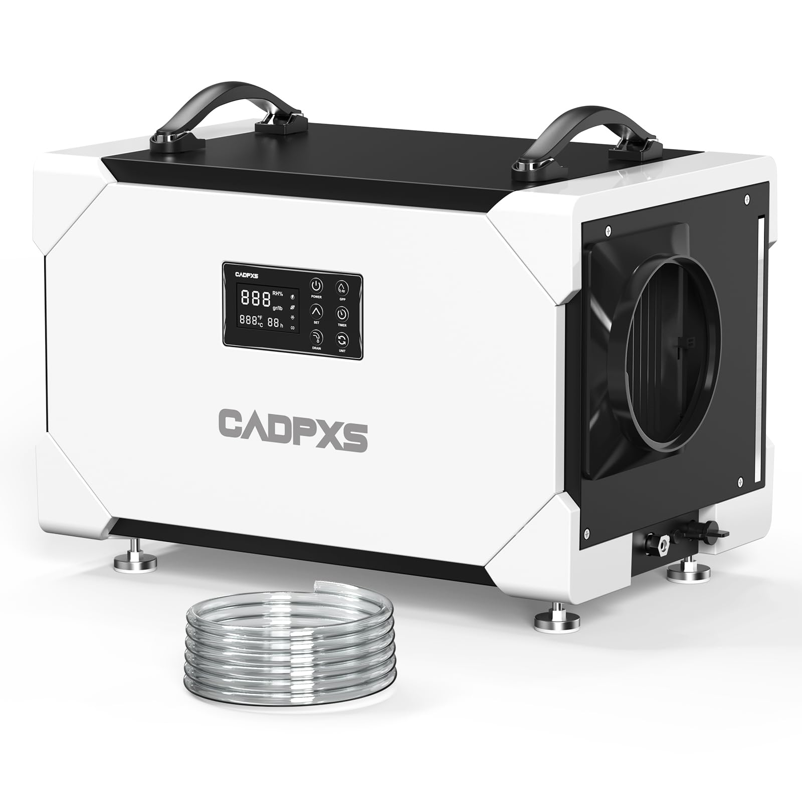 CADPXS Crawlspace osuszacz powietrza z pompą i wężem spustowym, 145 litrów, komercyjny osuszacz powietrza do przestrzeni raczkowych, piwnic, zastosowań przemysłowych i spowodowanych uszkodzeniem wody
