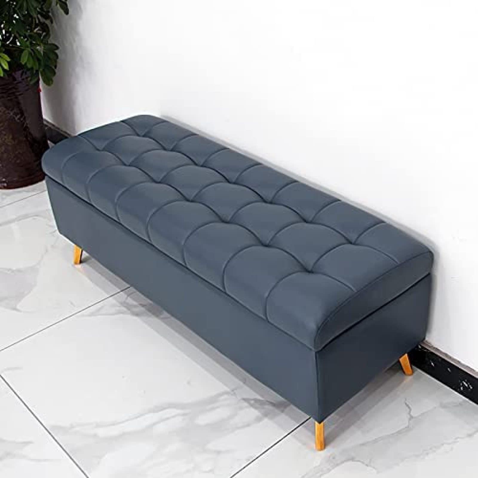 Banquette rembourrée en similicuir bleu gary idéale pour la chambre