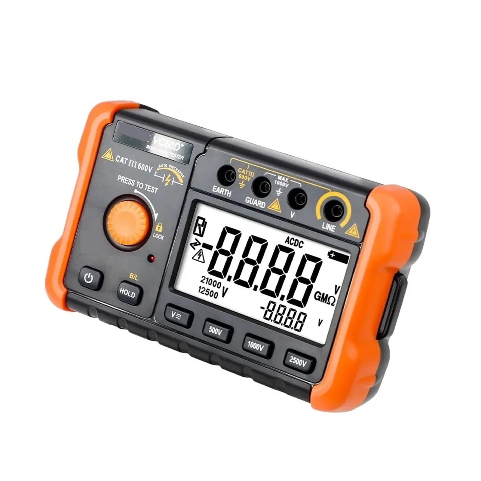 Medidor de Resistencia, Probador de aislamiento de alto voltaje 60D+ 2500V, megóhmetro digital de 50GΩ, medidor de ohmios