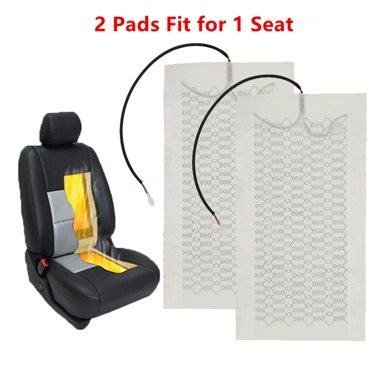 Kit de calefacción de fibra de carbono para asiento de coche con interruptor, 3 niveles, universal, para asientos de coche, 4 almohadillas (2 asientos) - E