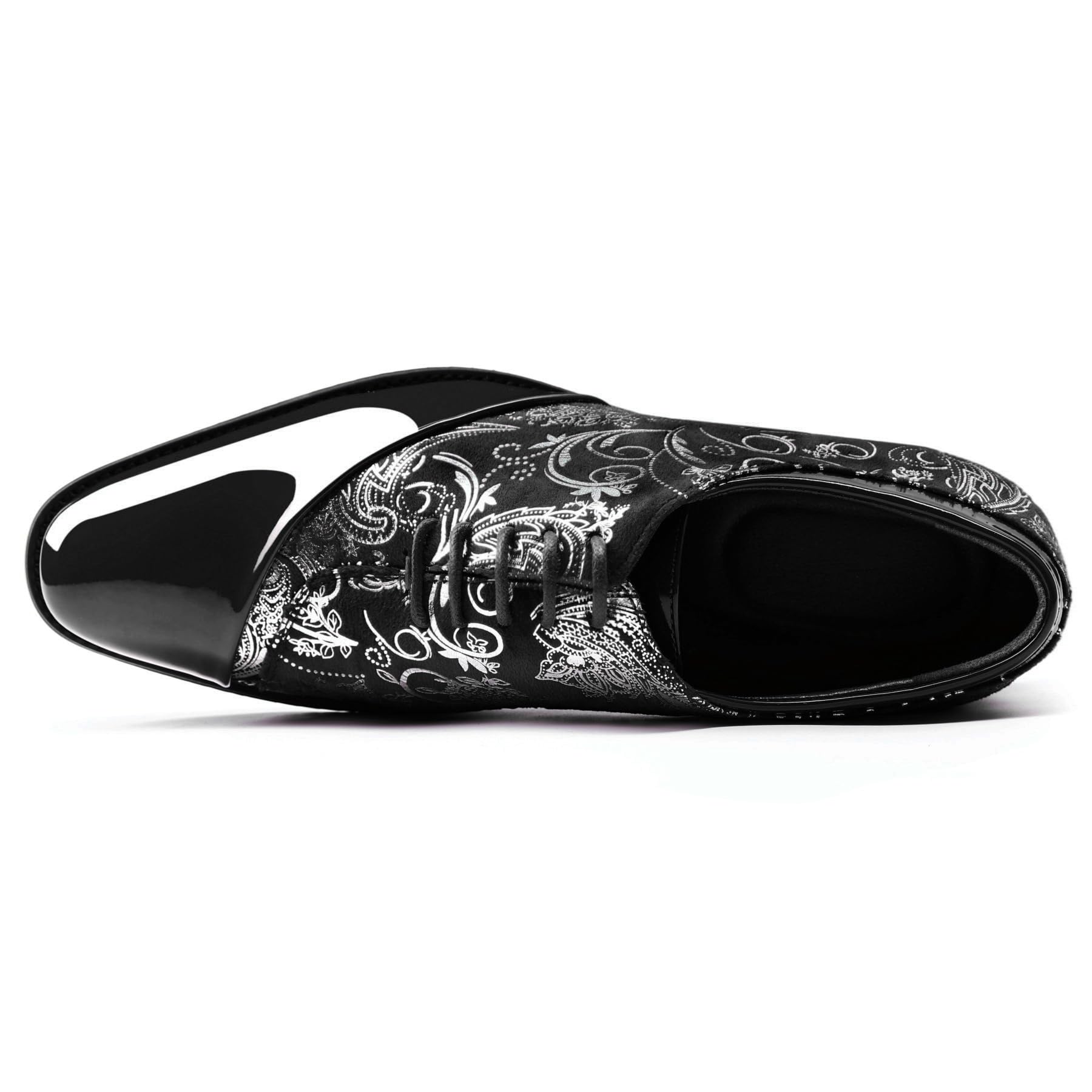 YFFUSHI Scarpe Uomo Derby Jacquard Pelle PU Lacci Formali Business Traspiranti Largo Eleganti Brogues