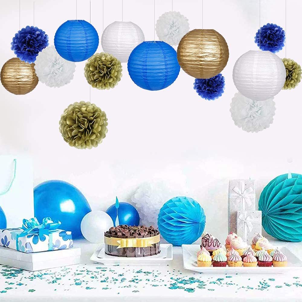 Lot Lanternes Chinoises Rondes Papier 12 Pouces – Bleu Royal, Paon, Ciel, Fushia Profond – Décoration Mariage, Fête, Photo Studio