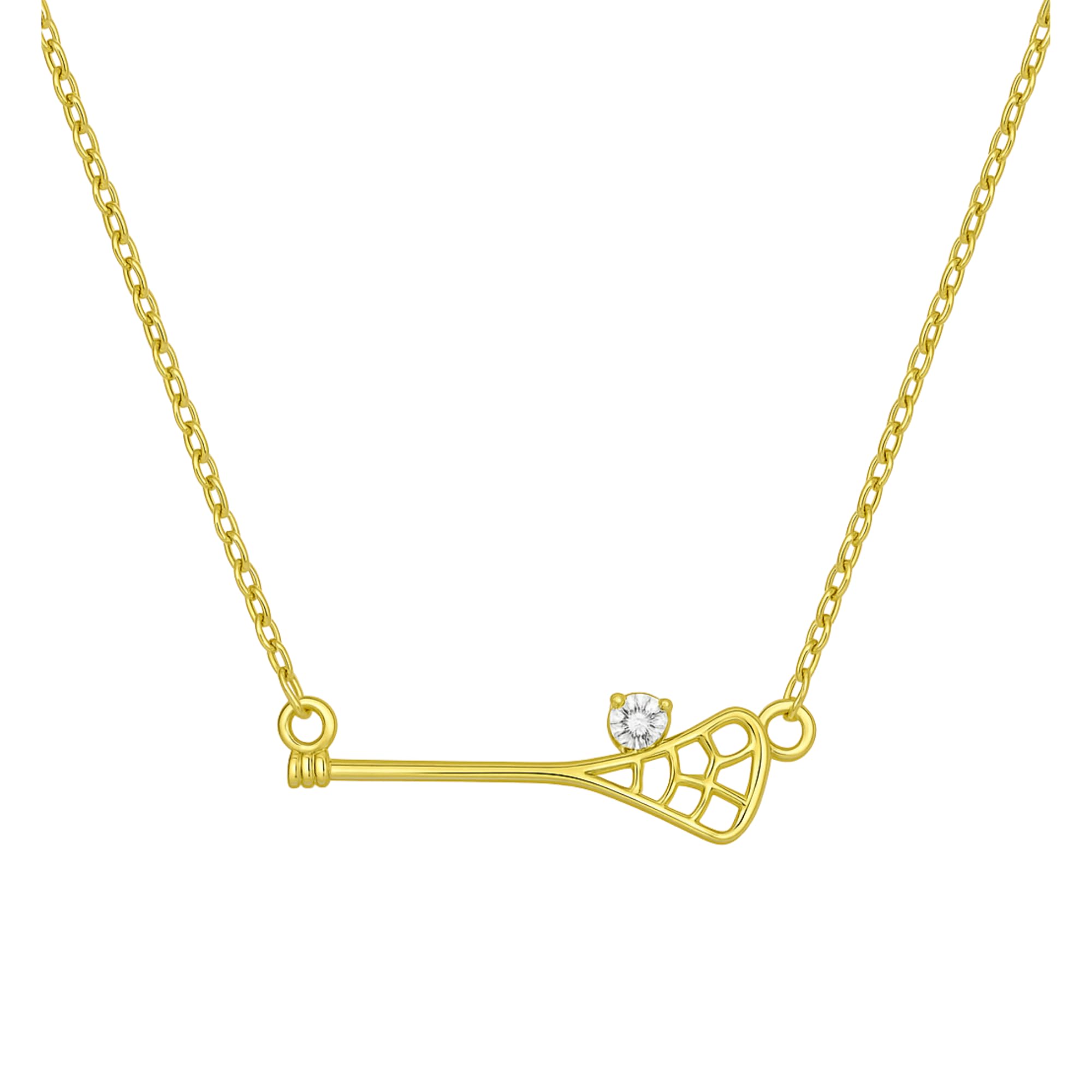 Sportybella Lacrosse Necklace, Gold Dainty Lacrosse Stick Pendant, Lacrosse Jewelry, Stainless Steel Charm, Gift for Lacrosse Player Lacrosse