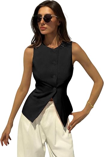 Aahwan Brown Solid Modern Sleeveless Fitted Waist Slim Round Neck Blazer&amp; Top for Women's &amp; Girl's