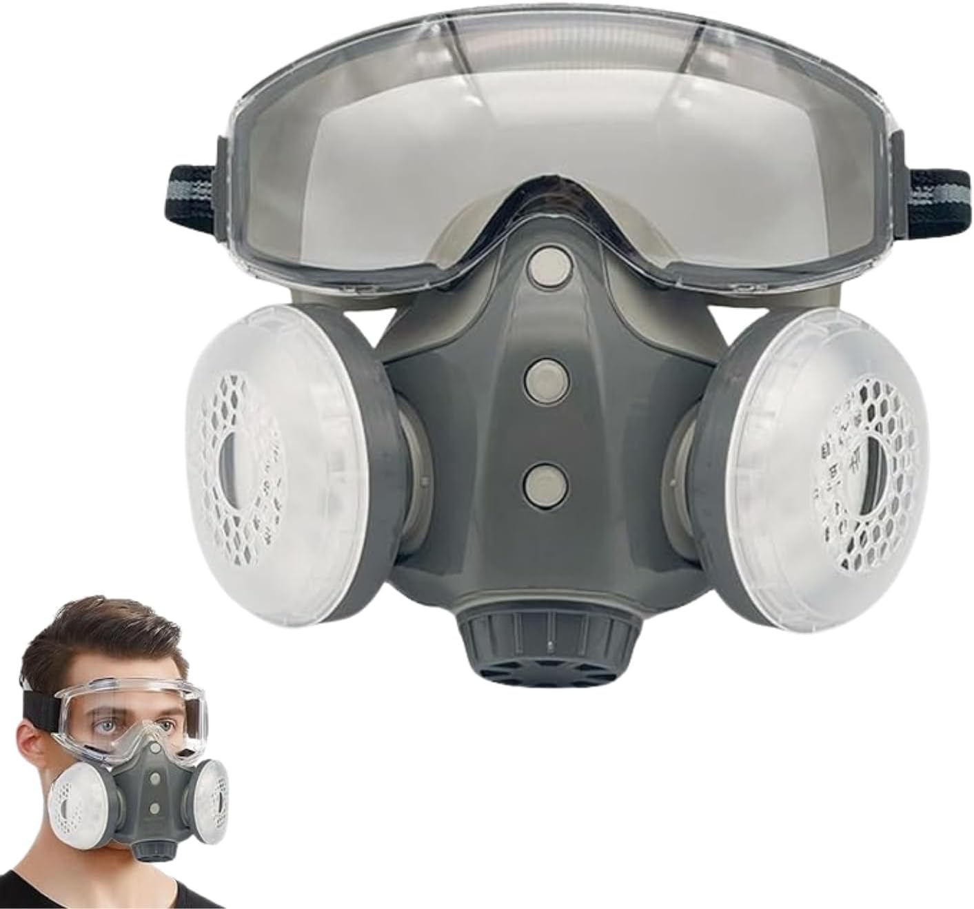 Dust-Proof Integrated Respirator Mask, Mask with Filters & Goggles, Anti Dust Mask for Spray Painting Woodworking