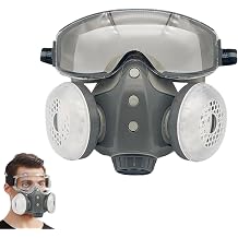 Dust-Proof Integrated Respirator Mask, Mask with Filters & Goggles, Anti Dust Mask for Spray Painting Woodworking