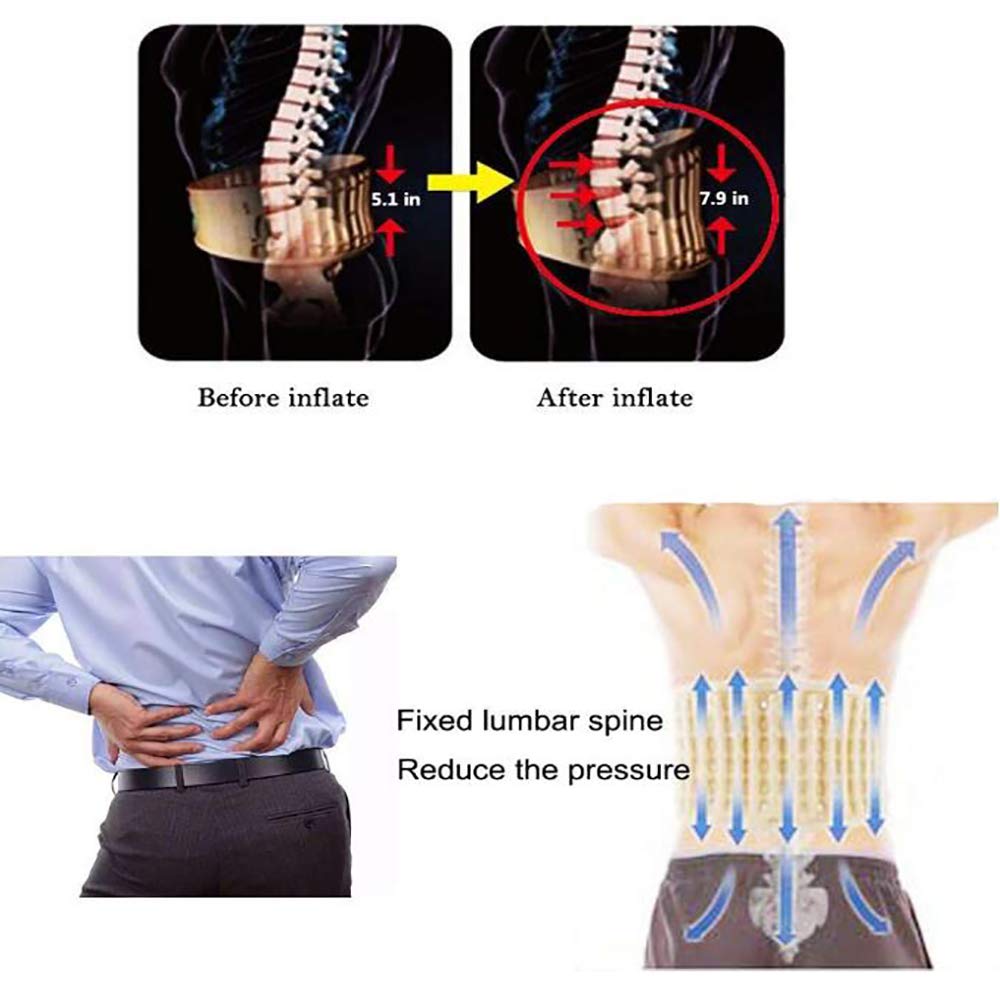 Lombare Fascia Cintura Schiena, Cintura di Supporto Gonfiabile in Vita, Bretelle Posteriori per Sciatica, scoliosi e ernia del Disco, con Pompa ad Aria