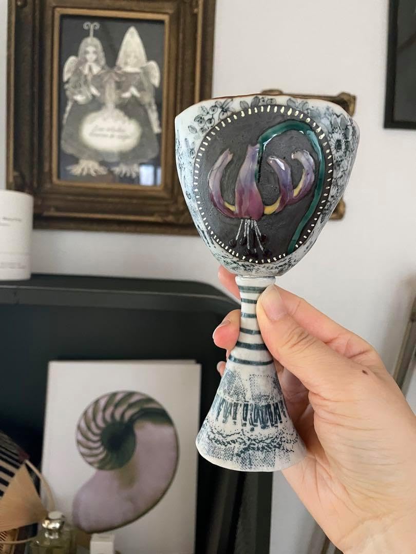 スズキヨウコ作　カタクリの花が美しいゴブレット スズキヨウコ作 カタクリの花が美しいゴブレット Y