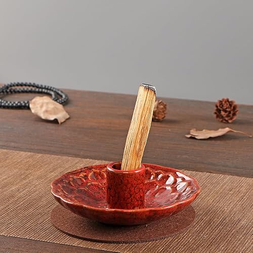 Miniatura 4 de Soporte de Palo Santo, bandeja de cerámica para sostener palitos de incienso o palitos de incienso, soporte de madera con aroma de loto y atrapador