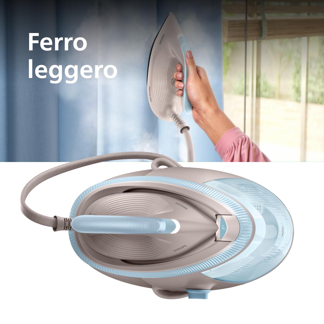 Philips PerfectCare Serie 7000 Ferro da stiro con Caldaia - 600g Colpo Vapore, 8,5 Bar, OptimalTEMP, Piastra SteamGlide Elite, Serbatoio Estraibile 1,5L, Vapore Verticale, Easy De-Calc (PSG7200/60)