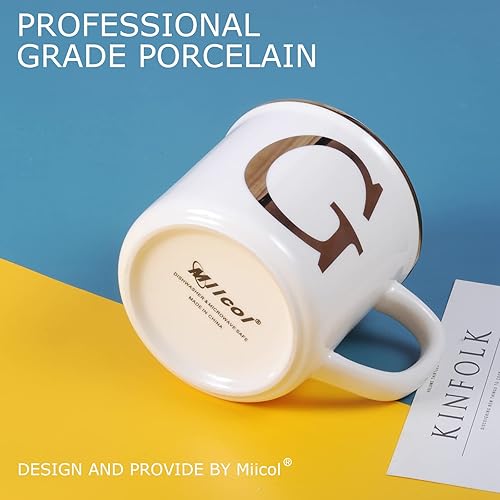 Miniatura 5 de Taza de café de cerámica Miicol 16 oz, taza de café con monograma, taza de té con inicial dorada, taza de té personalizada, regalo único, taza