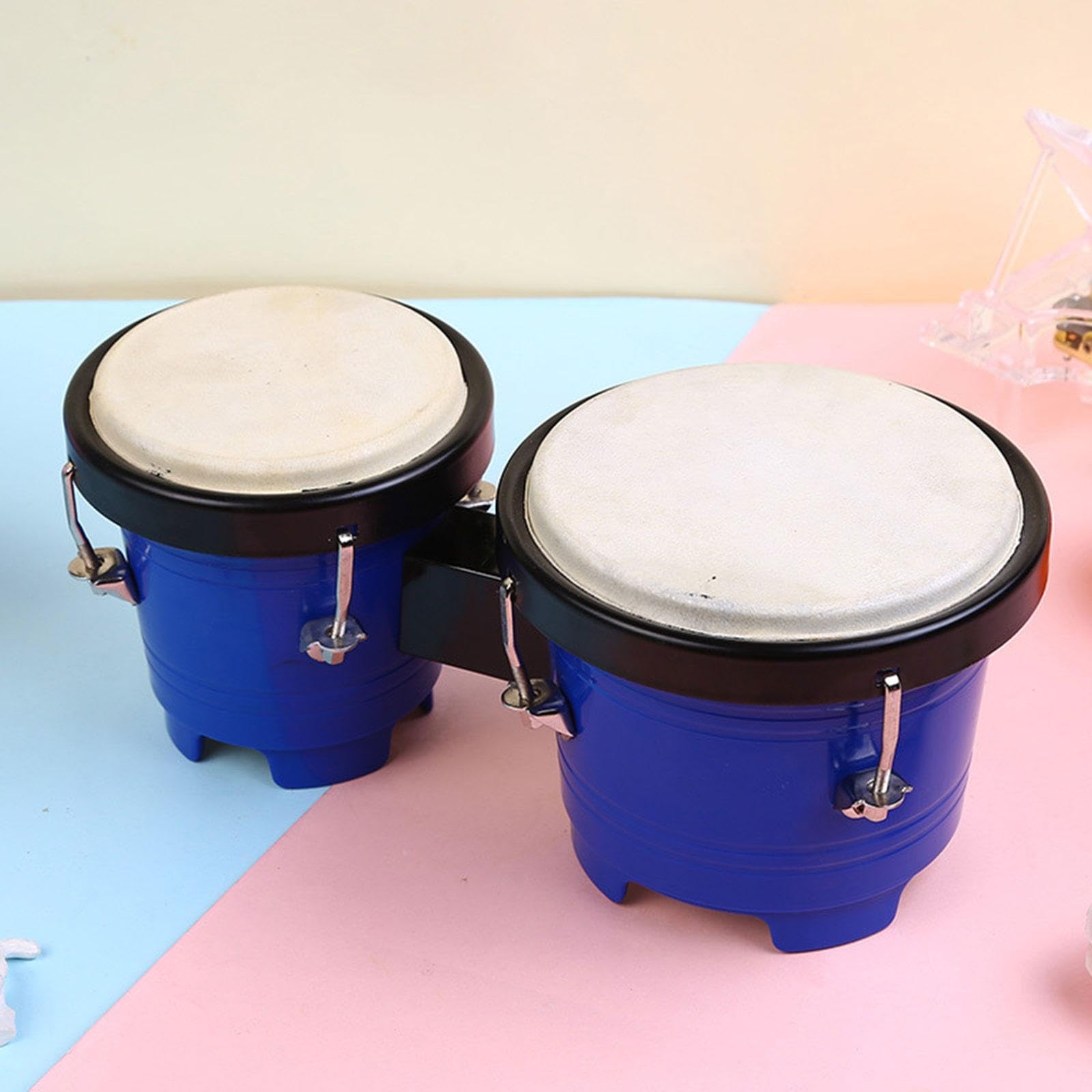Bongo Drum set als Percussion Instrument für Kinder Rhythmusspielzeug Lernspielzeug Und Musikalisches Kinderspielzeug aus Widerstandsfähigem Material, Dunkelblau