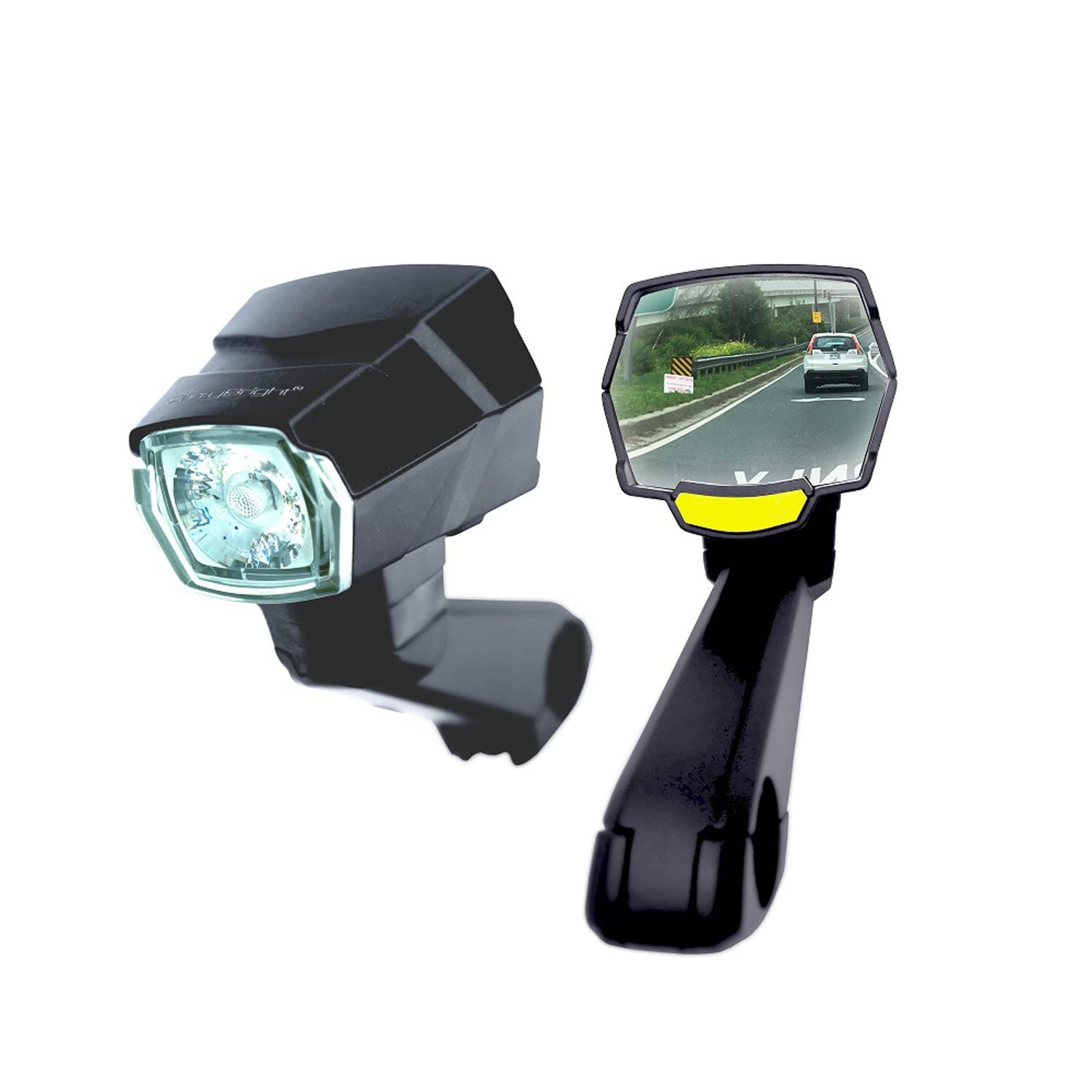 Espejo retrovisor para bicicleta con luz delantera USB para manillar de MTB