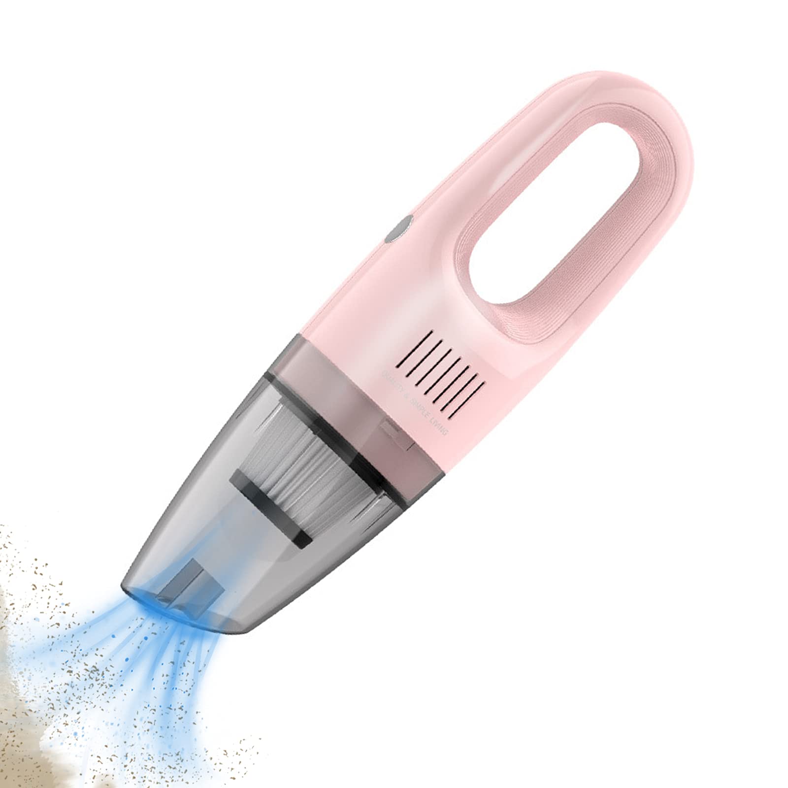 Pink Portable Handheld Vacuum Cleaner Handheld Cordless Vacuum Cleaner for Dust PetHair Dirt Home Car and Sailing Interior, Furniture, Easy to use, Battery Rechargeable with USB Cable