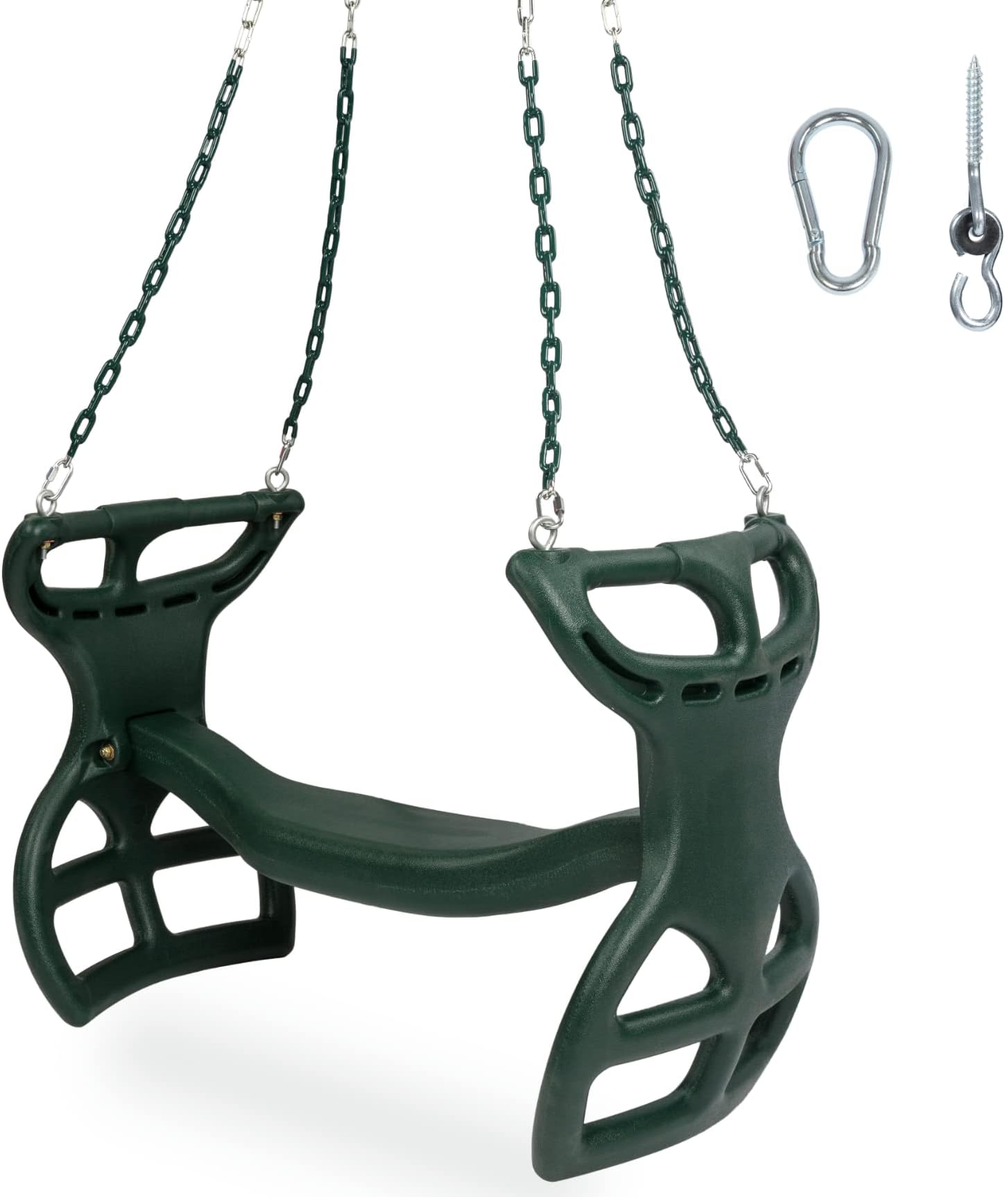 Milliard Glider Swing for Swingset, Swing Set Accessories, Back-to-Back Glider for Two Kids, Attachment Options Included (Green)