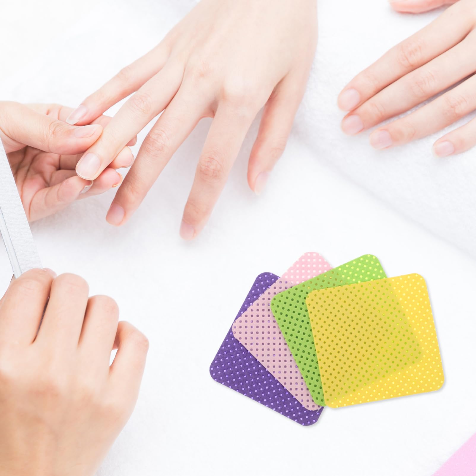 NOLITOY 4-Pack Nail Polish Pads Soft Reusable Makeup Removal Cotton Pads for Nail Care Quick Drying Easy to Clean Multicolored