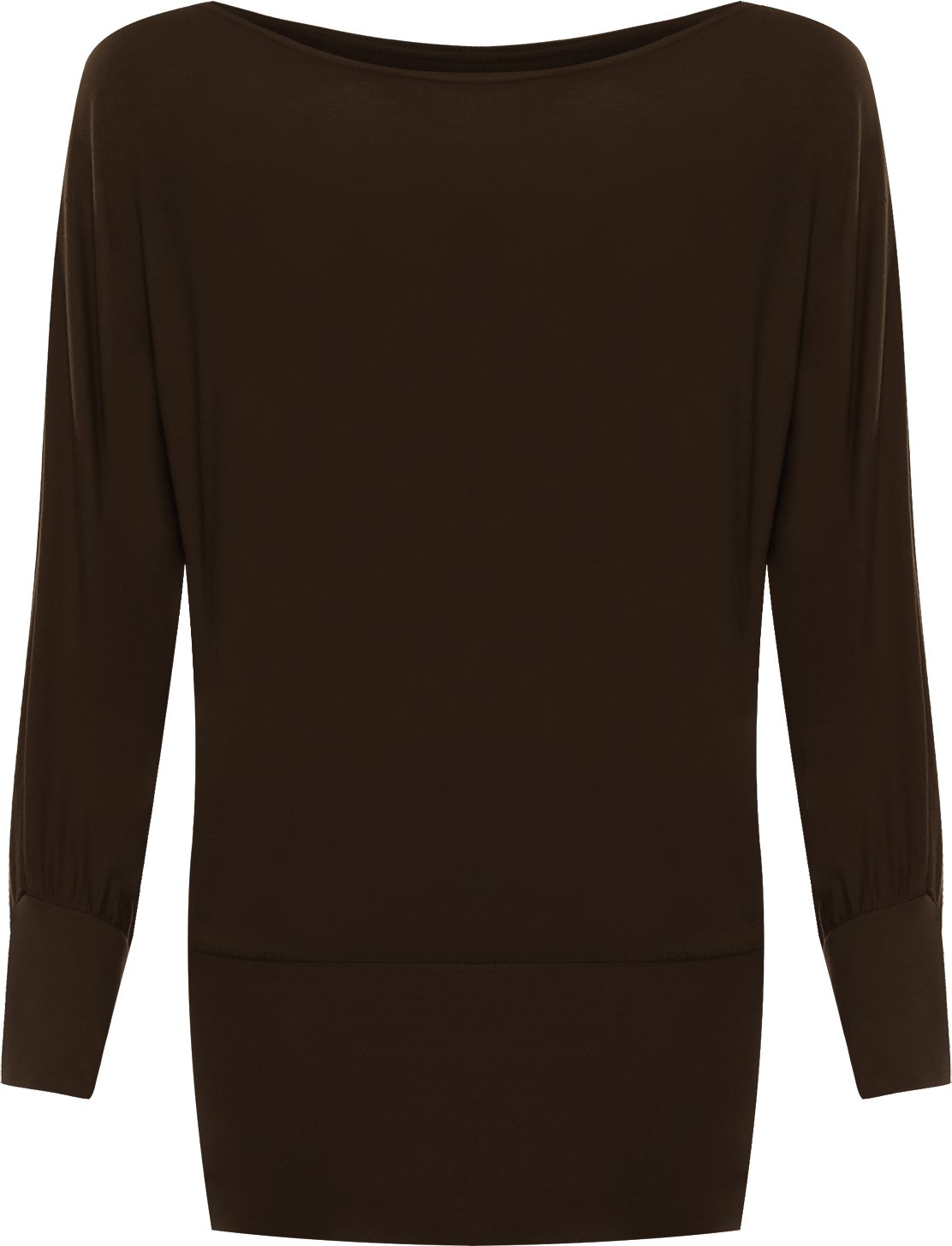 Wearall Women's Brown Plus Size Plain Batwing Long Sleeve Off Shoulder Top - 24-26