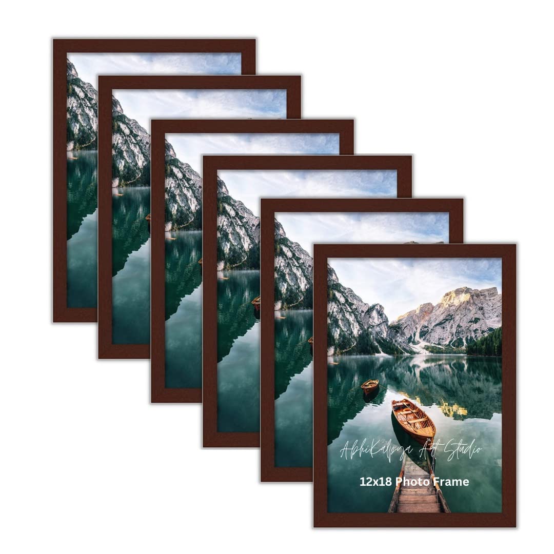 AbhiKalpya Art Studio A3 Size Photo Frame For Document, Photo, Quote,Certificate Wall Hanging Picture Frame For Home and Office Wall Decoration,Size Medium 12x18 inch, Brown (Set of 6)-image-21