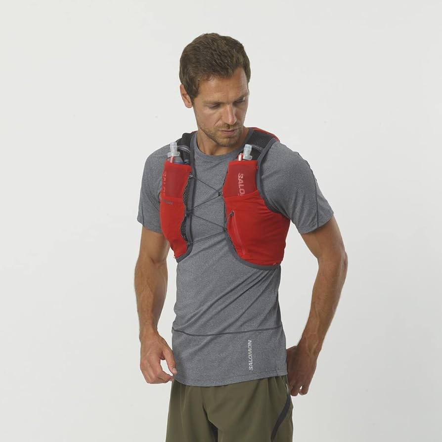 SALOMON Unisex Active Skin 8 Running Vest with flasks, Fiery