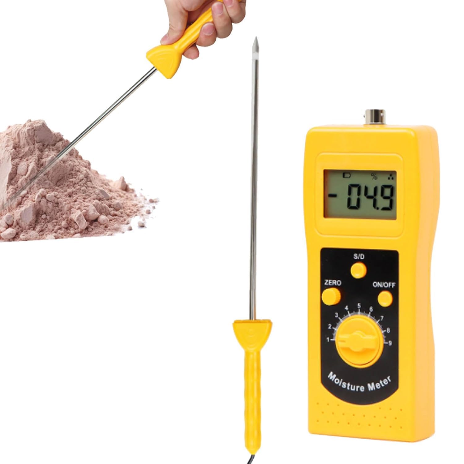 Misuratore di umidità, tester di umidità del suolo con sonda da 450 mm, intervallo di misurazione 0-90%, display LCD HD, alta sensibilità, rilevamento accurato dell'umidità del suolo