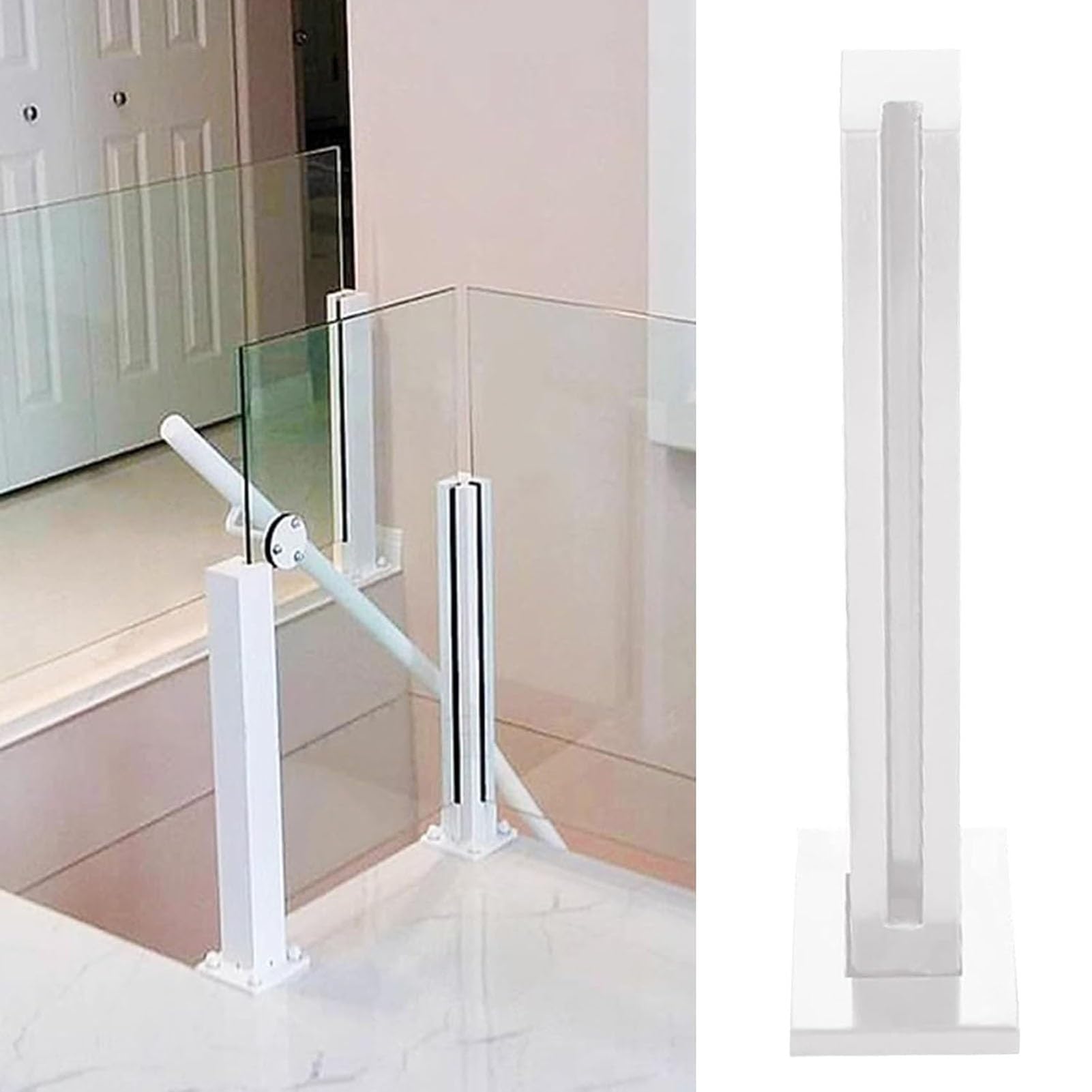 Poteau de garde-corps inox d'extrémité 65 cm carré pour escalier