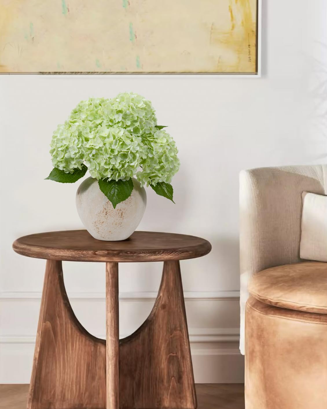 DuHouse 3 ortensie artificiali grandi, 50 cm, in lattice, realistiche al tatto, ortensie per casa, bouquet di nozze, centrotavola, feste e decorazione del soggiorno (verde chiaro)