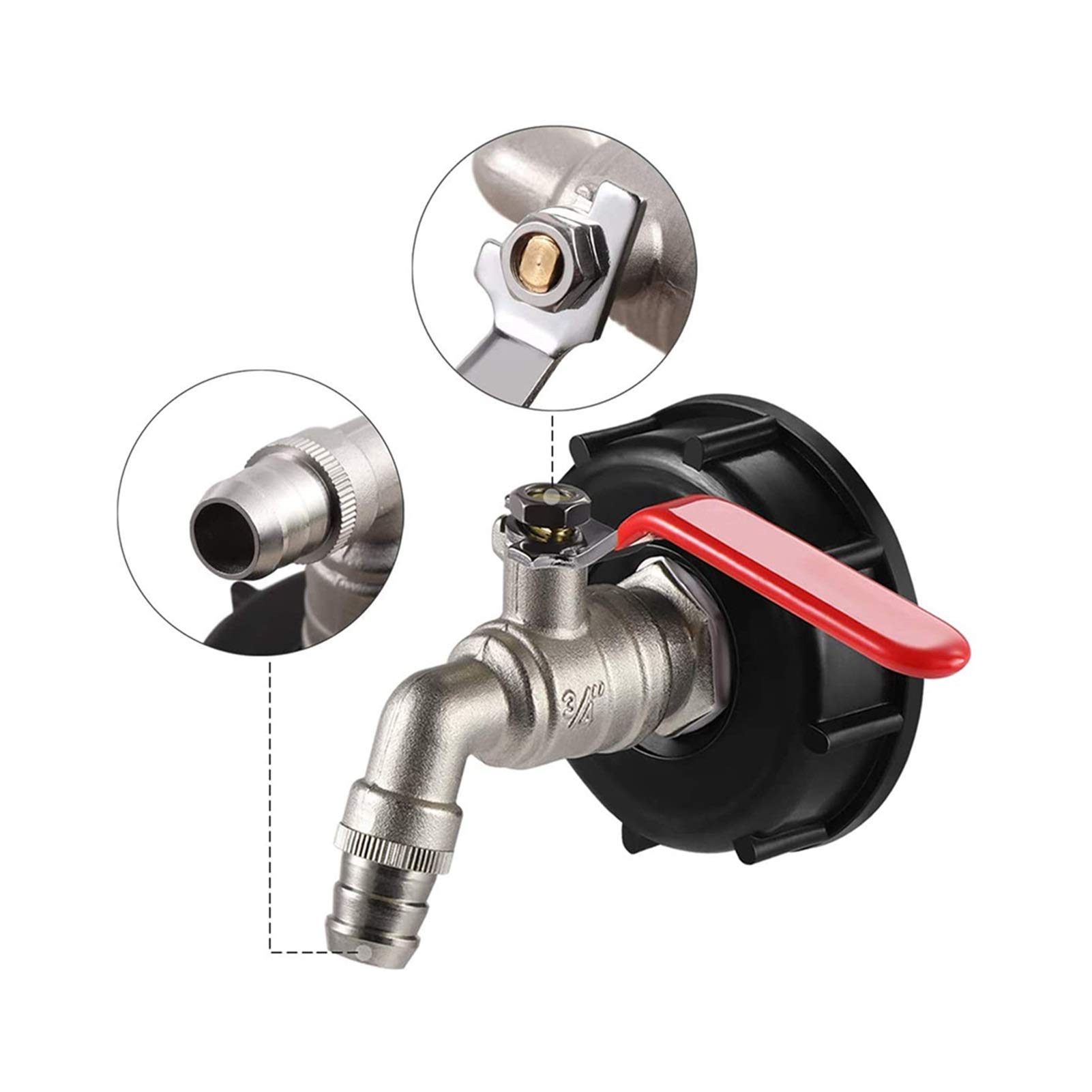 Narzędzia systemowe do montażu ogrodnictwa IBC Wody Zbiornik Adapter S60x6 Kran 3/4 "Zawór zastępczy 60mm Gwint gruboziarnisty do 15 mm Ogród Złącze Wody Drain Adapter Montaż (Color : 3I4 inch)