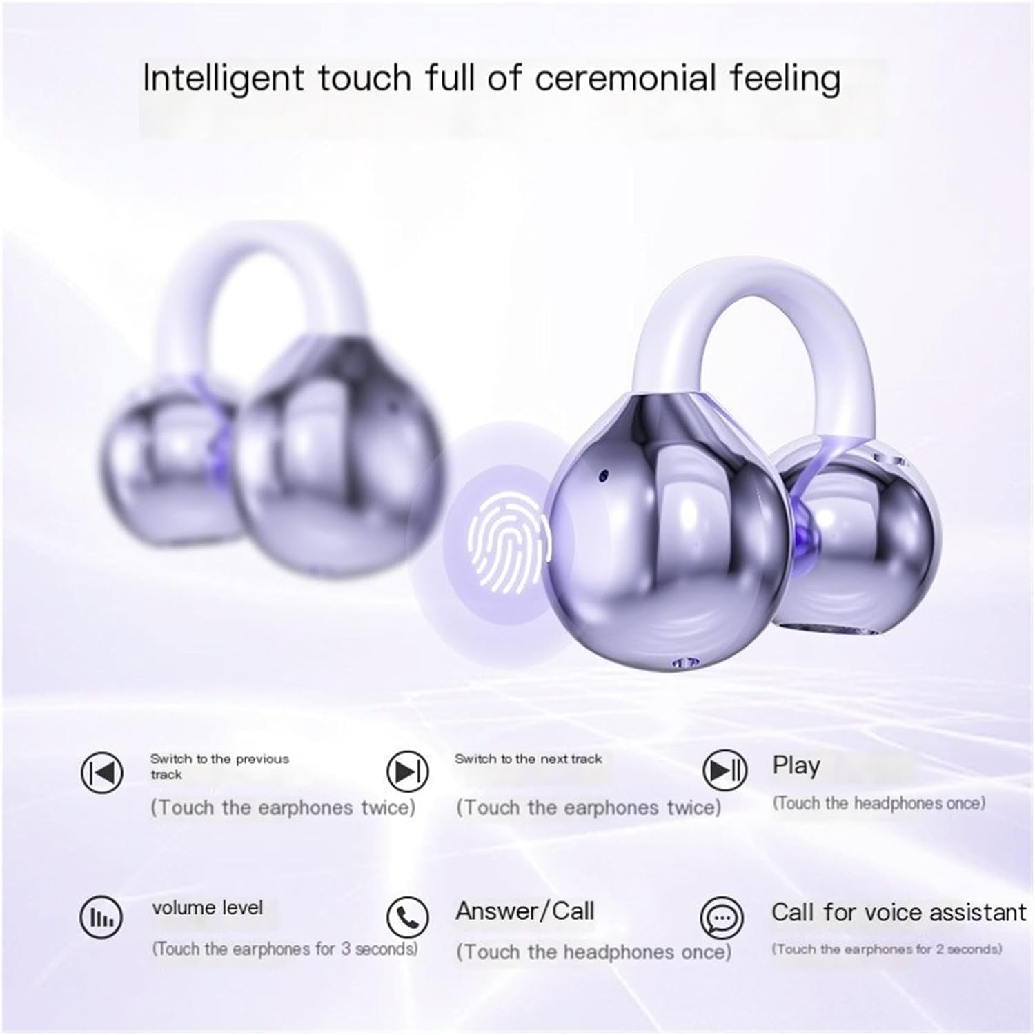 M79 Headset 2024 new Wireless Clip-on Earphones Bone Conduction Running Sports Dedicated(M79Purple)