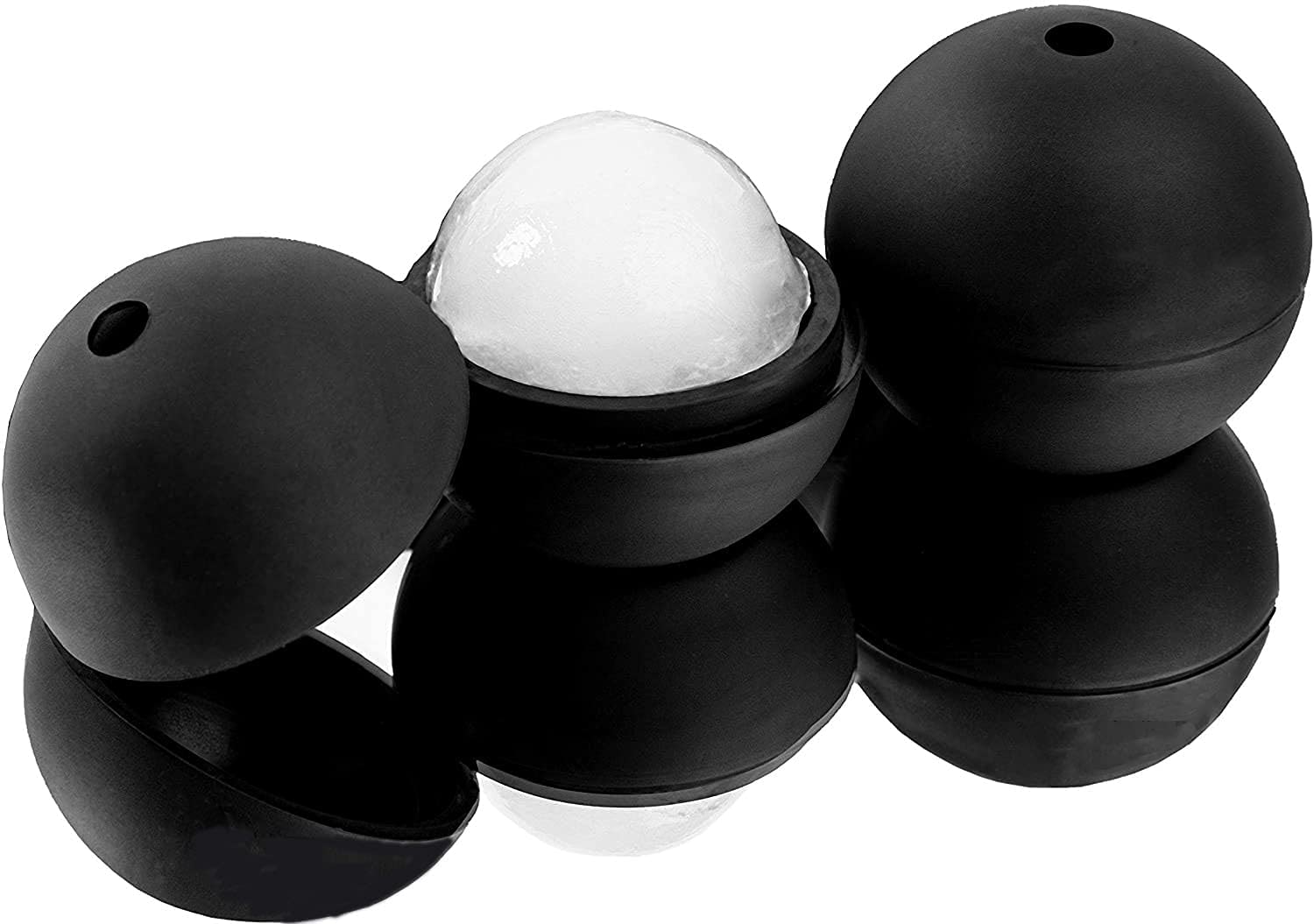 KASTWAVE Ice Ball Molds, Large Sphere Ice Molds, Silicone Sphere Ice Cube Molds with Built-in Funnel - Makes Large Ice Cubes ideal for Soda, Parties - Reusable, BPA Free