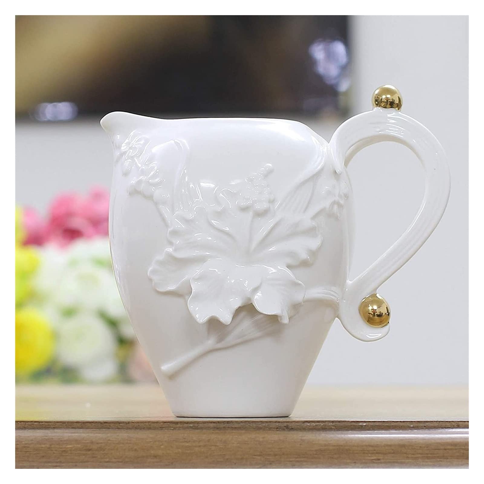 Milchgießer Servierkrug Handgefertigte Weiße Creme Kleine 440 Ml Keramik -Creamer, Milchkrüge, Ausgänger, Krug -Krug, Potterie Hauswarming Geschenksauce -Krug