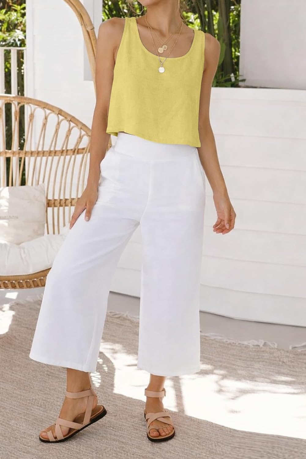 IDEALSANXUN Womens Scoop Neck Crop Tank Tops Spring Summer Sleeveless Tops - Image 4