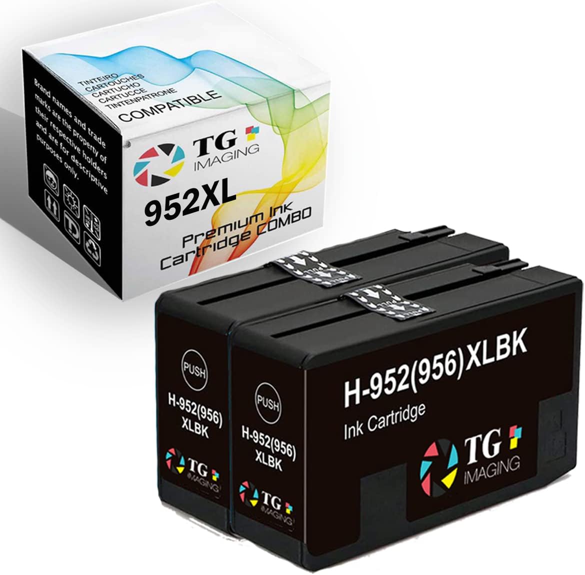 TG Imaging Compatible Toner Cartridge Replacement for 952XL 952 High Yield for Office Jet 7740 8720 7720 8710 7720 Inkjet Printer (2xBlack)
